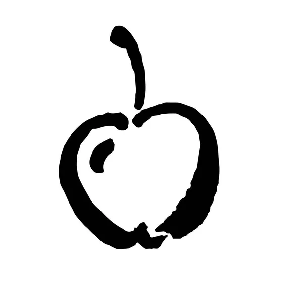 Icona Dello Schizzo Vettoriale Apple Isolata Sullo Sfondo Illustrazione Pennello — Vettoriale Stock