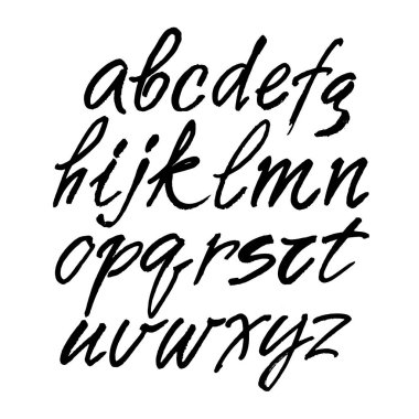 Vektör Akrilik Fırça Biçimli El Çizimi Alfabe Yazıtipi. Beyaz bir arkaplanda el yazısı alfabesi. Mürekkep el yazısı..