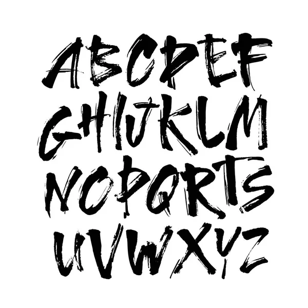 Διάνυσμα Ακρυλικό Πινέλο Στυλ Χέρι Σχεδιάζεται Γραμματοσειρά Αλφάβητο Καλλιγραφία Αλφάβητο — Διανυσματικό Αρχείο