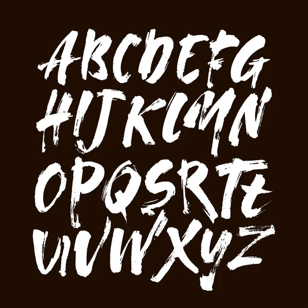 Vector Acrylic Brush Style Hand Drawn Alphabet Font Calligraphy Alphabet — Stock Vector