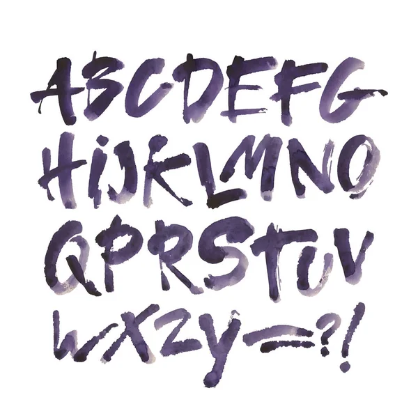 Vector Acrylic Brush Style Hand Drawn Alphabet Font Calligraphy Alphabet — Stok Vektör