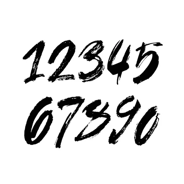 Σύνολο Διανυσματικών Αριθμών Από Καλλιγραφικό Ακρυλικό Μελάνι Abc Για Σχεδιασμό — Διανυσματικό Αρχείο