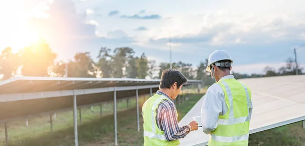Operate Sun Maintain Solar Power Plants Engineers Inspect Maintain Solar Stock Picture