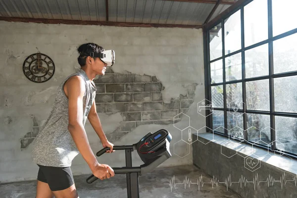 Male runner with the concept of technology to monitor health while exercising.