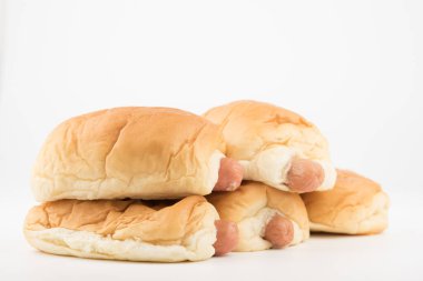 Close up bread with sausage