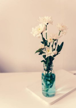 white flower on white table