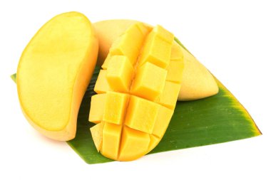 mango and sticky rice,Thai style tropical dessert on white background
