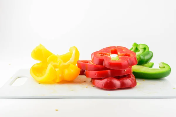 Sweet pepper, bell pepper red Yellow White on white background isolate