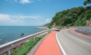 Seafront road of thailand, Bike path Seafront road, by the beach.	
