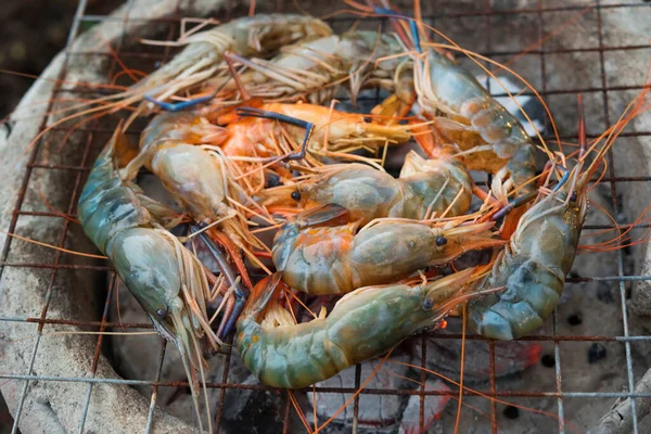Karides Izgara Bbq Deniz Ürünleri Fırında Açık Hava Yemekleri — Stok fotoğraf