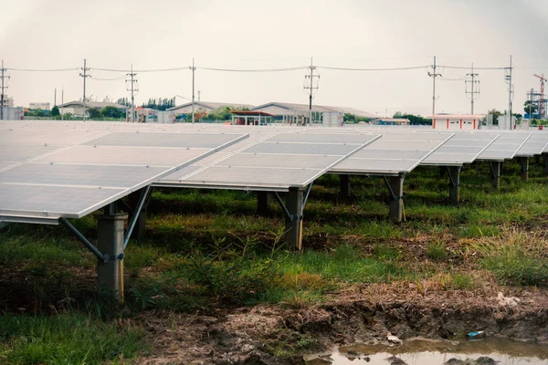 Cellules Solaires Dans Centrale Énergie Renouvelable Alternative Partir Naturel Thaïlande — Photo