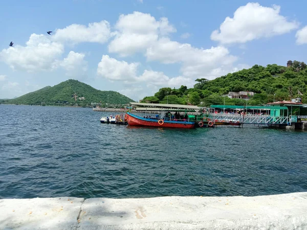 Boating Fatehsagar Lake Udaipur Rajasthan India Must Visit Rainy Season — 图库照片