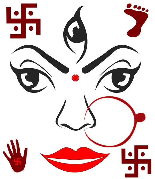 Maa Durga Face Shape White Background — Stock Photo, Image