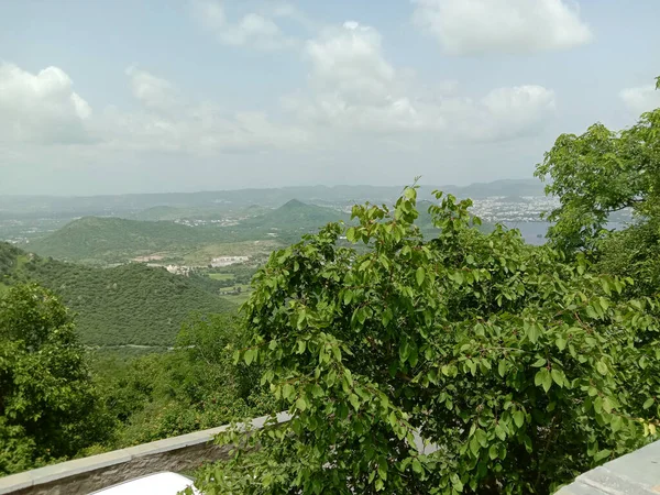 peak view of Aravali hills and sky  from sajjangarh palace in udaipur city .