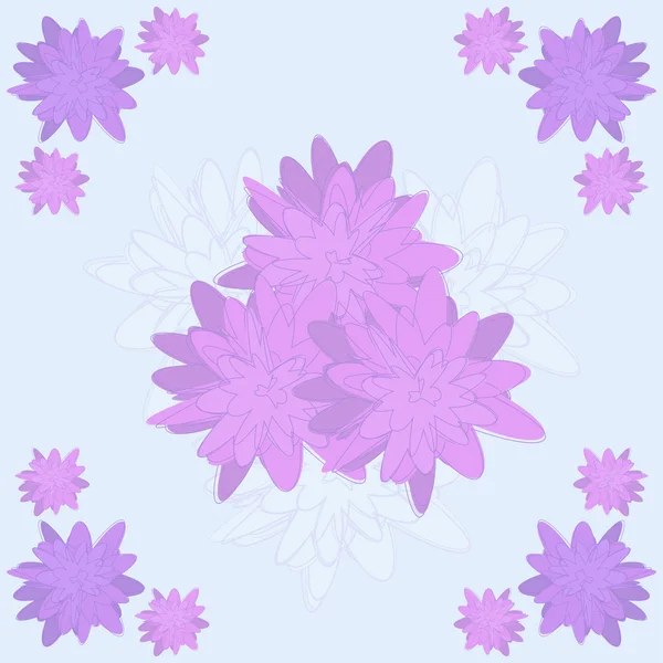 Patrón floral vectorial en tonos lila y púrpura en forma de boceto a lápiz — Vector de stock