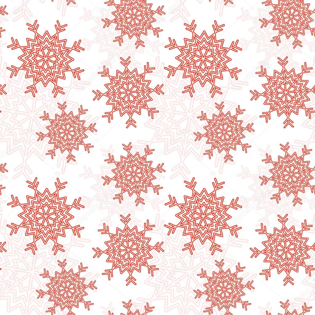 Vector seamless pattern of red snowflakes