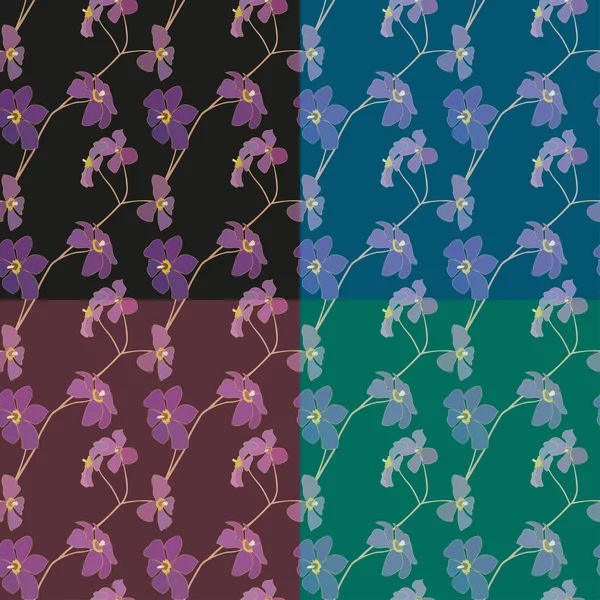 Векторный набор бесшовных цветочных узоров — стоковый вектор