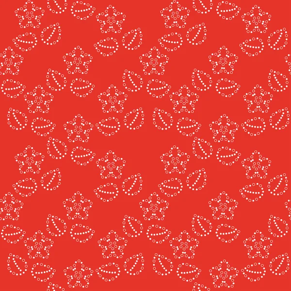 Vector seamless pattern with mosaic flowers on a red background — Stock Vector