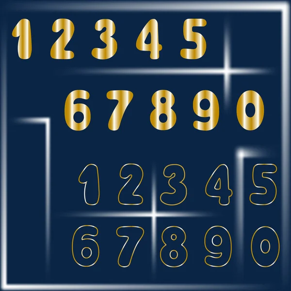 Современный шрифт, золотые числа, векторные эпс10. Может использоваться для поздравления с днем рождения, юбилеем и т.д. . — стоковый вектор