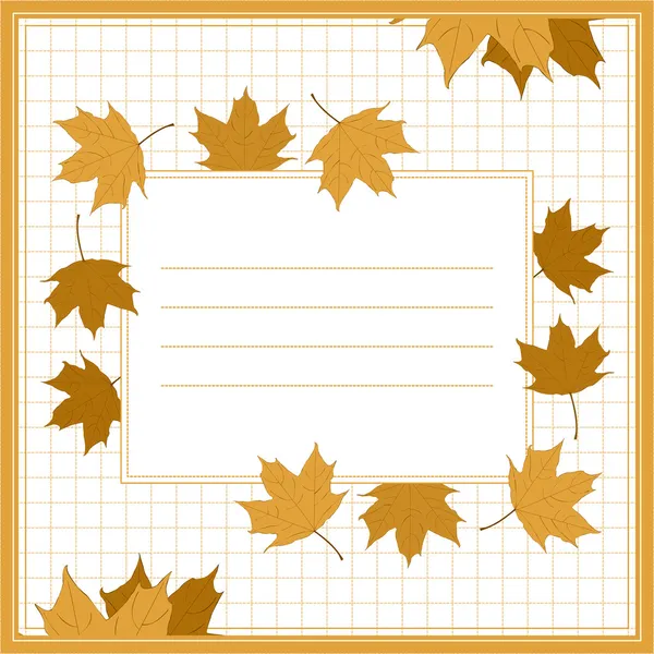 Cubierta para cuaderno escolar con hojas de arce en la celda blanca. Vector eps 10 . — Vector de stock