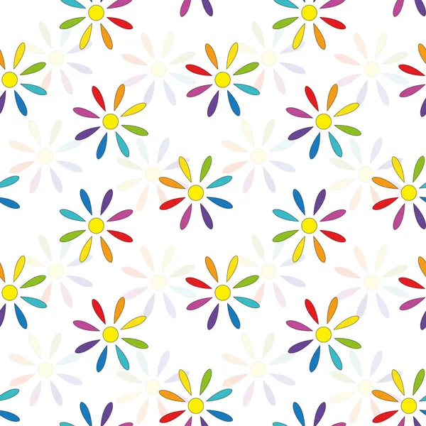 Bright seamless pattern of rainbow flowers. Vector eps 10. — Stock Illustration Bright seamless pattern of rainbow flowers. Vector eps 10. Royalty Free Stock Vectors