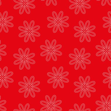 soyut çiçek kırmızı bir arka plan üzerinde vektör seamless modeli