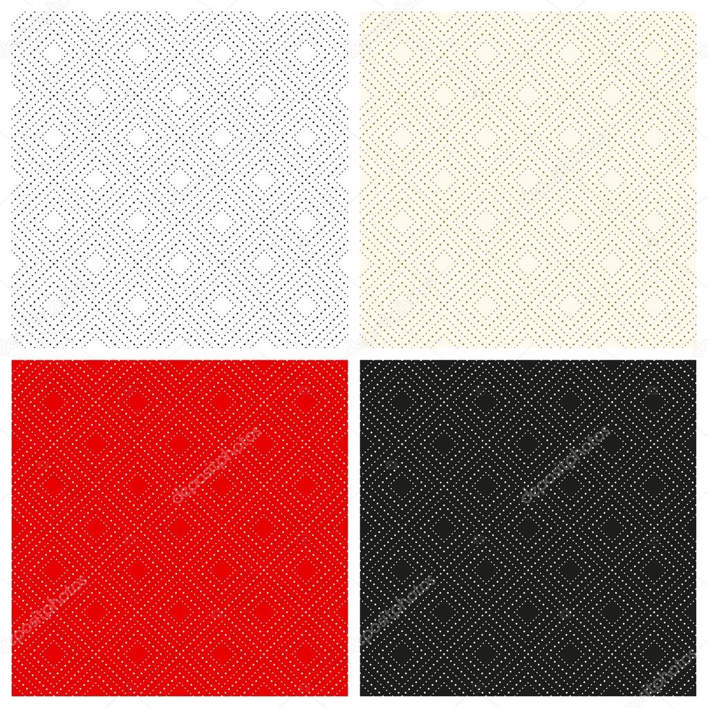 Set of abstract dotty seamless patterns. Vector eps10.