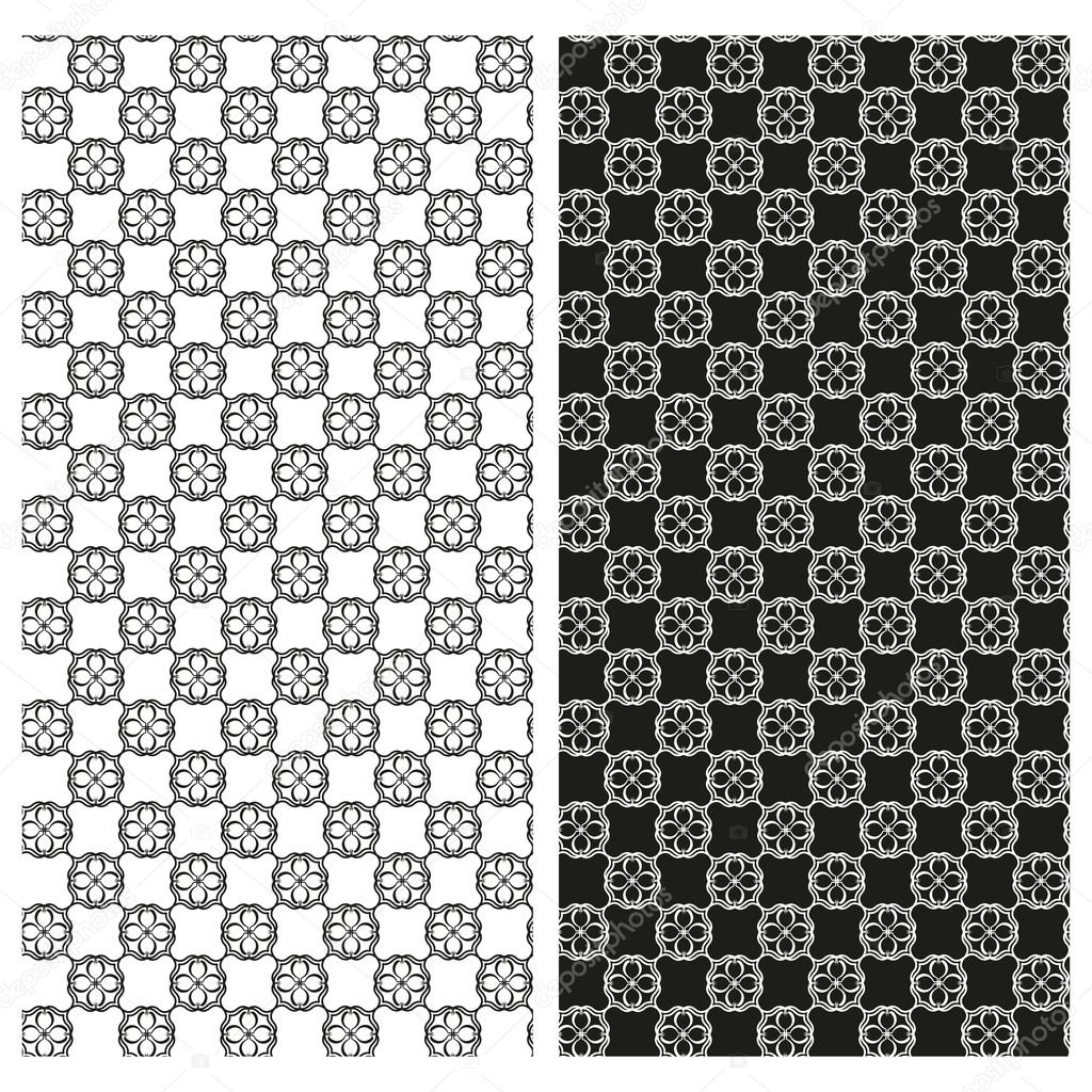 Set of abstract seamless black and white patterns. Vector eps 10.
