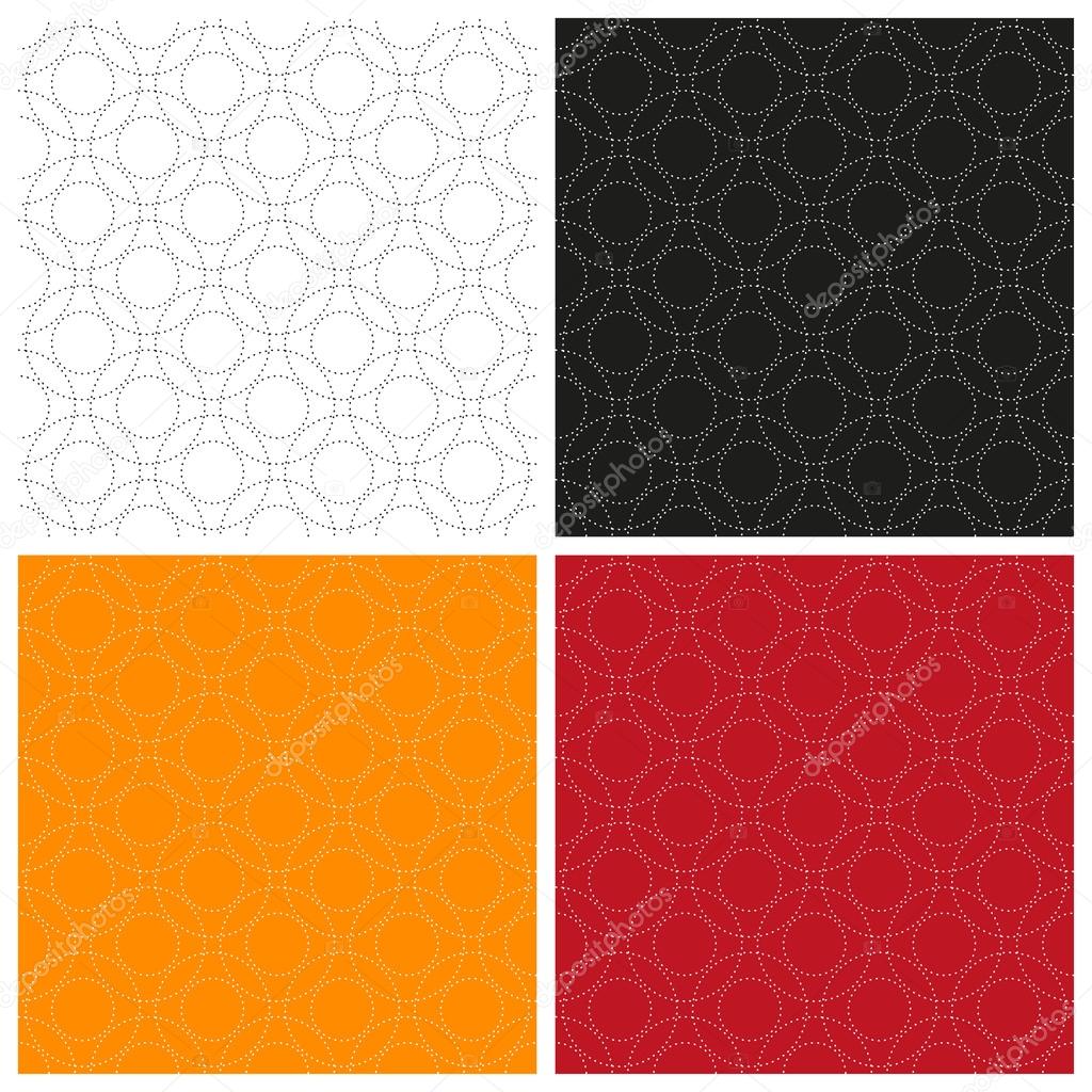 Set of abstract dotty seamless patterns in different colors. Vector eps10.