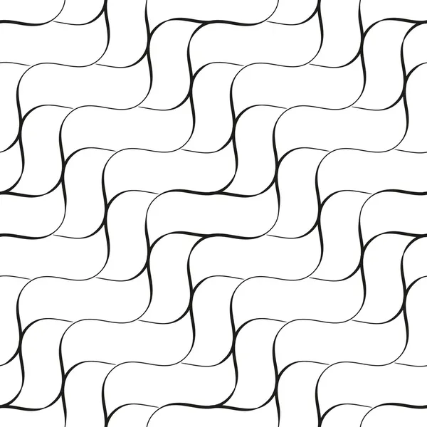 Abstract seamless black and white pattern of wavy lines. Vector eps10. — Stock Vector