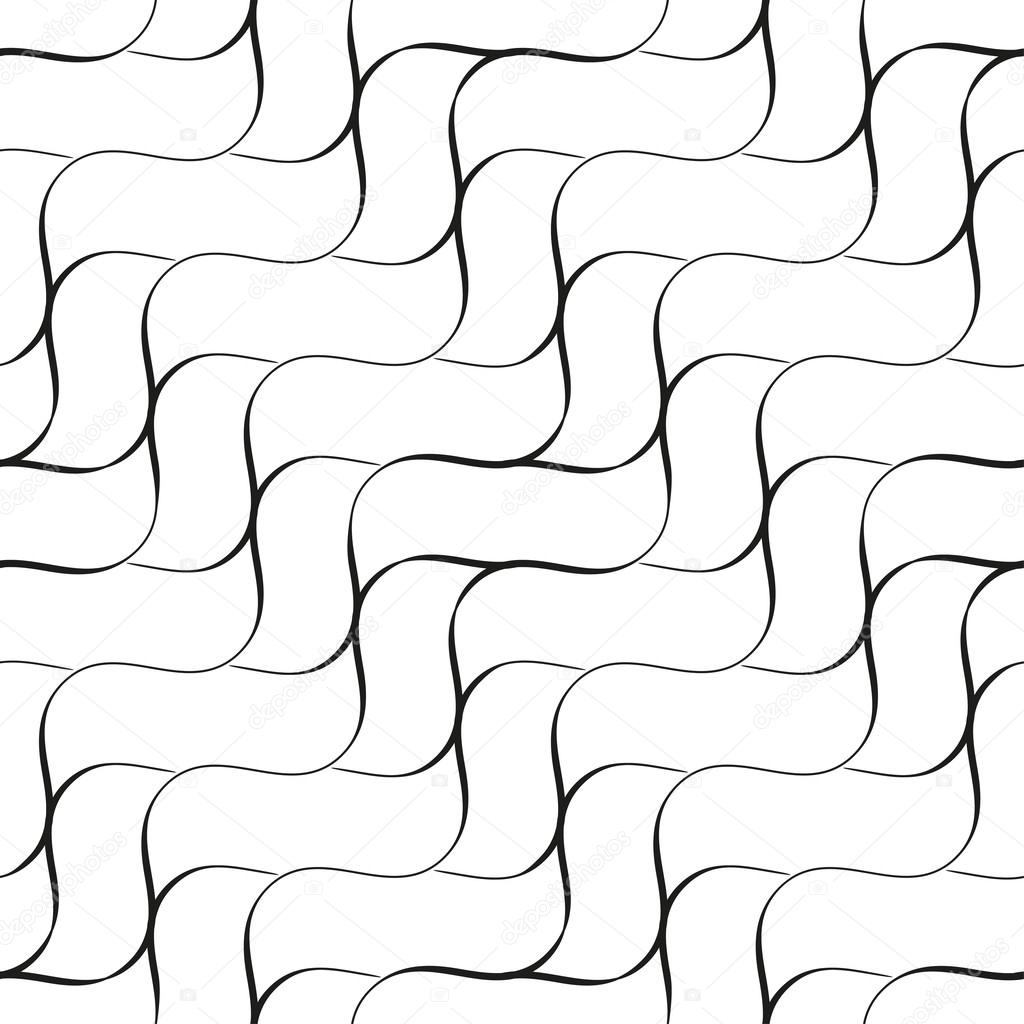 Abstract seamless black and white pattern of wavy lines. Vector eps10.