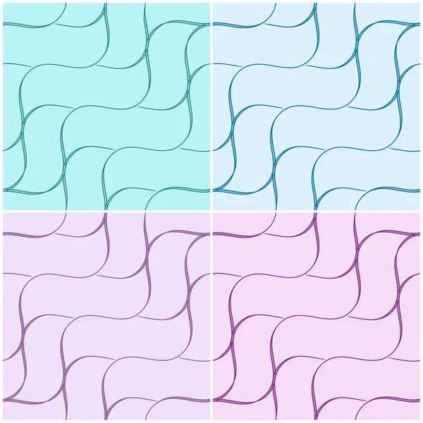 Set of abstract seamless patterns of wavy lines in different colors. Vector eps10. — Stock Vector