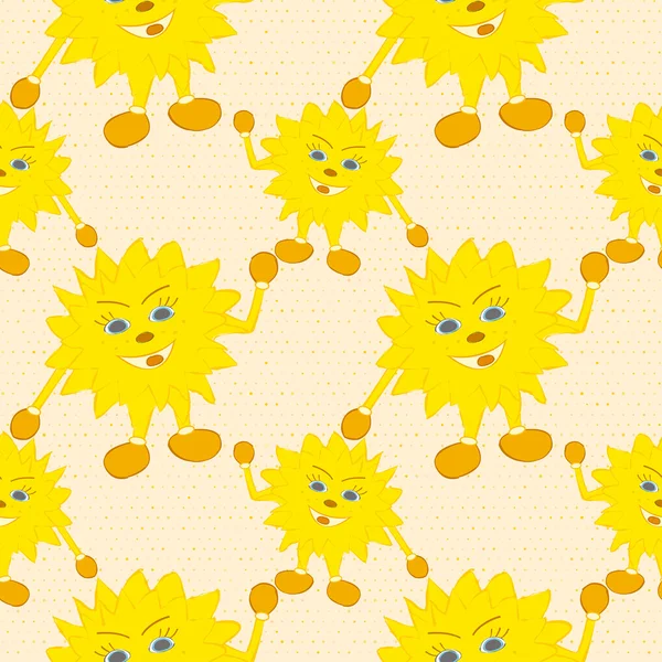 Bright seamless pattern with cartoon suns for kids. Vector eps 10. — Stock Vector