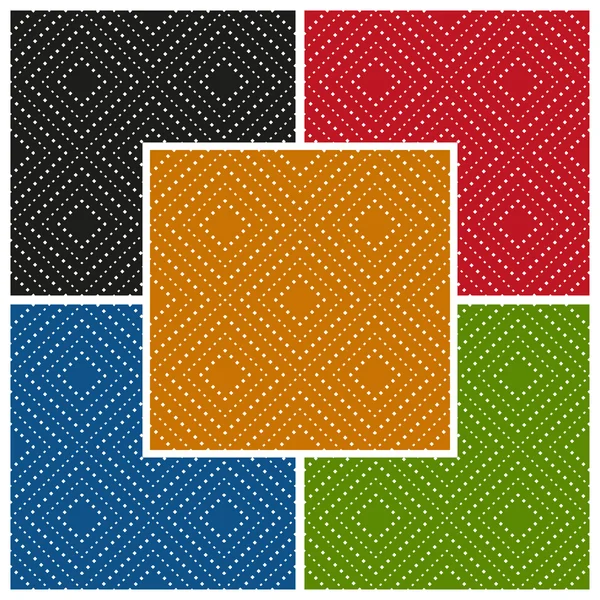 Set of abstract dotty seamless patterns in different colors. Vector eps10 — Stock vektor