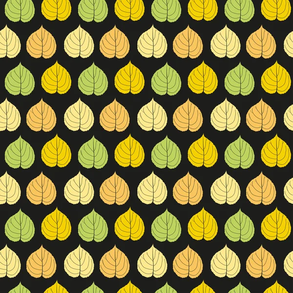 Тёмный бесшовный рисунок осенних листьев липы. Вектор EPS 10 . — стоковый вектор
