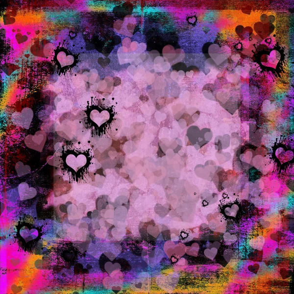 Dark Moody Grunge Hearts abstrakter Hintergrund mit Kopierraum Stockbild