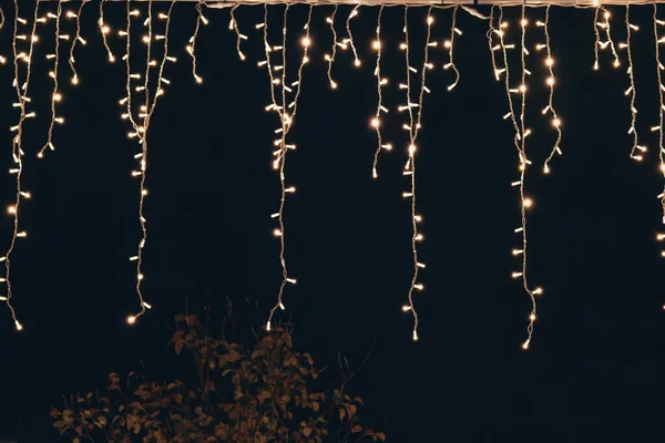 Una Cadena Luces Noche Para Navidad — Foto de Stock