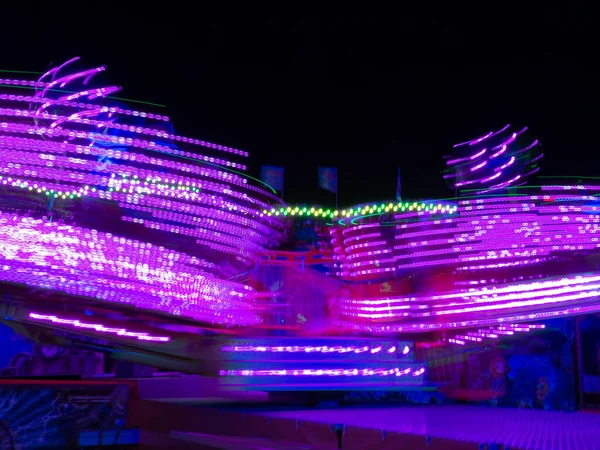 Târg Plimbări Rotative Culori Neon Timpul Nopții — Fotografie, imagine de stoc