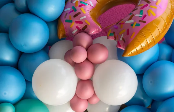 Colorful Balloons Decorative Donut Party — Stock Photo, Image