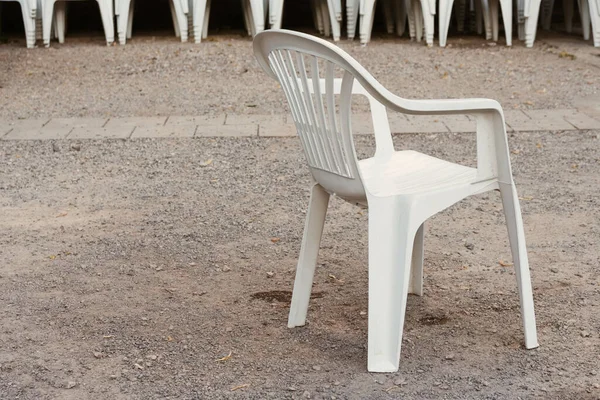 Une Seule Chaise Jardin Blanche Été — Photo