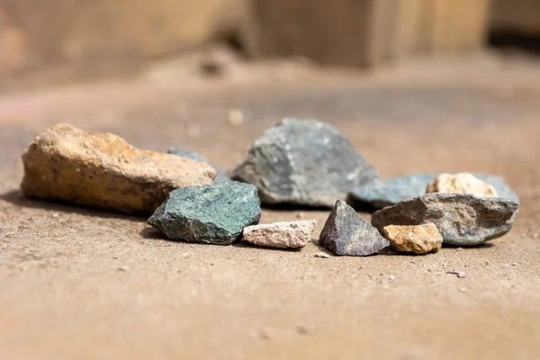 different stones on one ground in selective focus