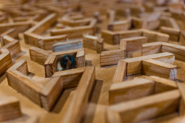 Ball Labyrinth Made Wood Selective Focus — Photo
