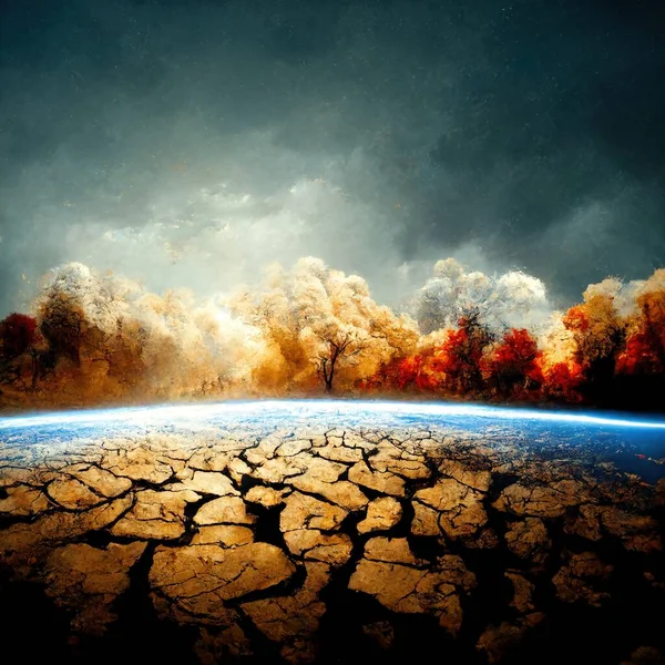 Climate Change Earth Catastrophic Consequences Illustration — Zdjęcie stockowe