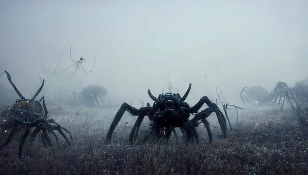 Illustrative Giant Spiders Fog — Fotografia de Stock