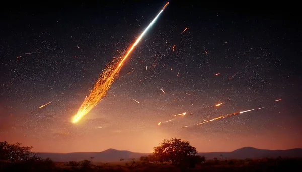 Illustrative Representation Meteorite Evening Sky —  Fotos de Stock