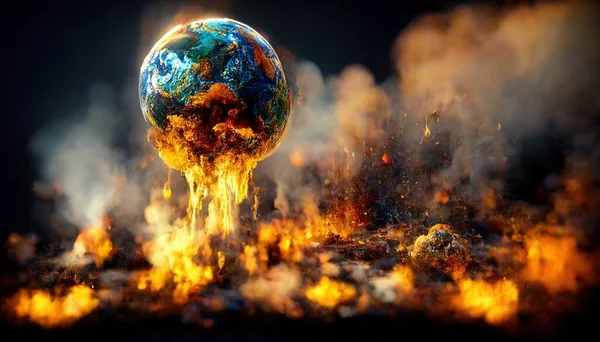 Illustrative Representation Earth Flames — ストック写真