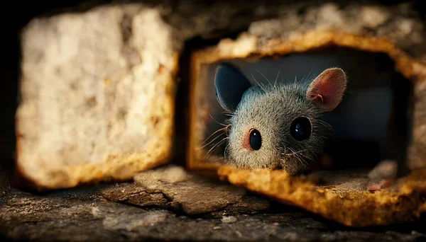 Illustration Cute Mouse Mouse Hole — Foto Stock