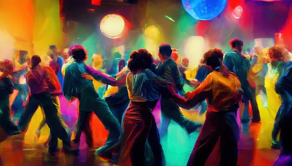 Illustrative Representation Disco Dancing People — 图库照片