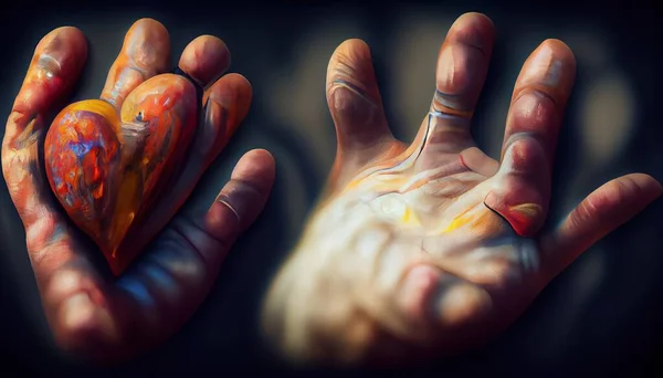 Abstract Illustration Hand Holding Heart — Foto de Stock