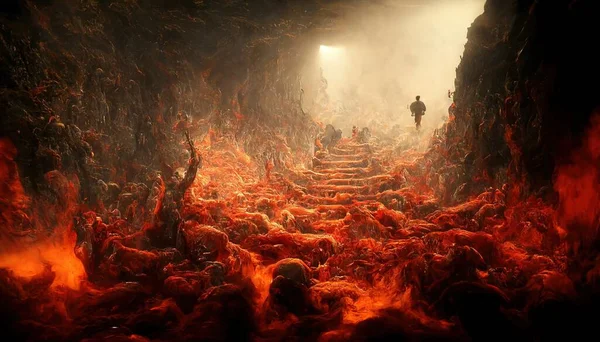 a illustration of a descent into hell